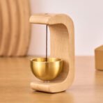 Magnetic wooden door bell with brass chime for home entrance