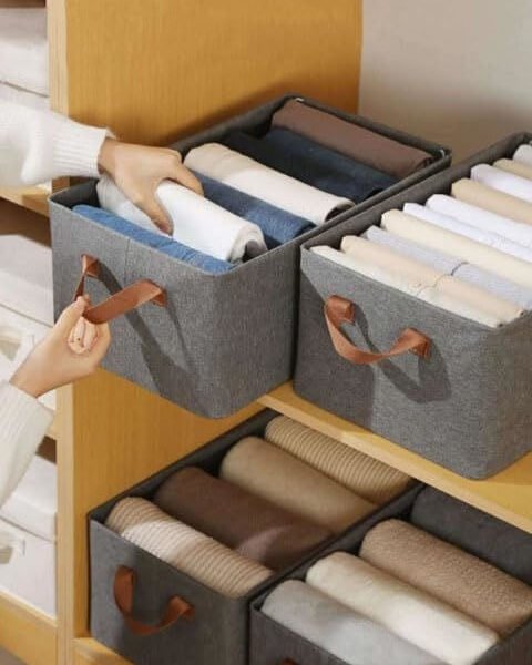 Big canvas bag foldable cloth storage box