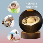 3D Crystal Ball Night Lamp Saturn 6cm – Decorative LED Night Light - Image 6