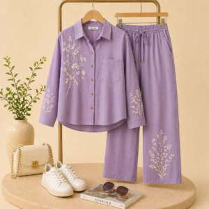 Women co-ord sets with matching top and bottom outfit displayed on clean background